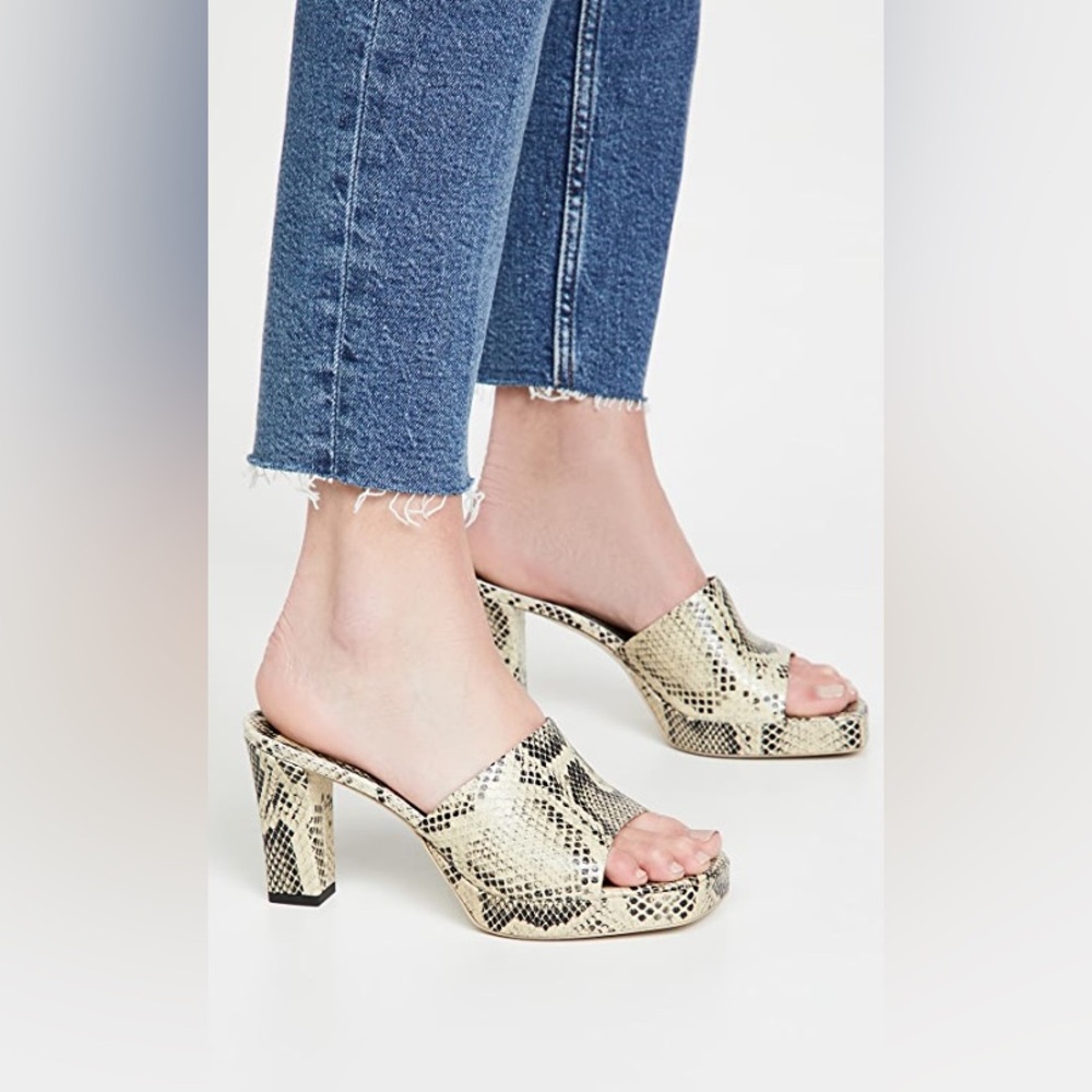 PARIS TEXAS Milena Platform Snakeskin Open Toe Mules Size EU 39 / US 9
